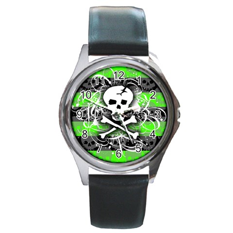 Deathrock Skull Round Metal Watch from ArtsNow.com Front