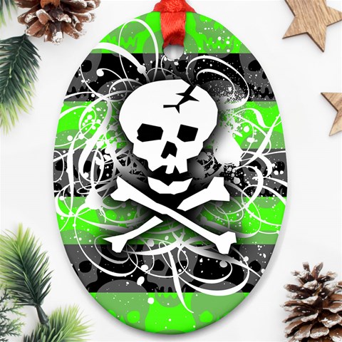 Deathrock Skull Ornament (Oval) from ArtsNow.com Front