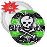 Deathrock Skull 3  Button (10 pack)