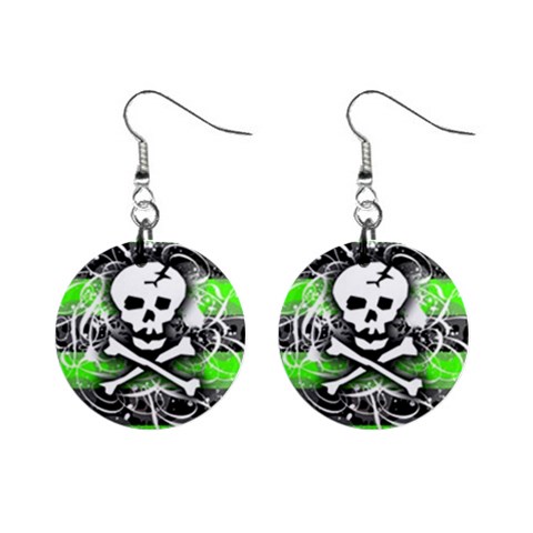 Deathrock Skull 1  Button Earrings from ArtsNow.com Front
