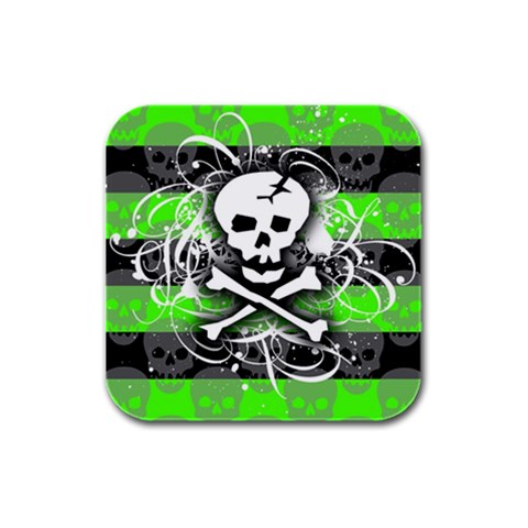 Deathrock Skull Rubber Square Coaster (4 pack) from ArtsNow.com Front