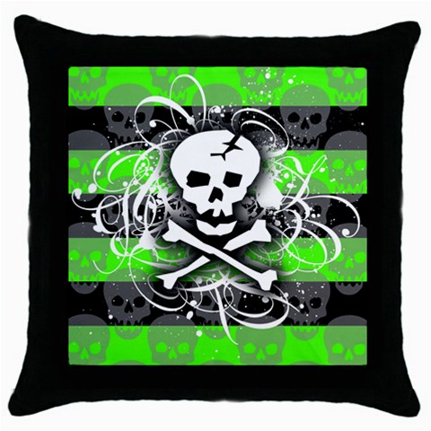 Deathrock Skull Throw Pillow Case (Black) from ArtsNow.com Front