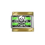 Deathrock Skull Gold Trim Italian Charm (9mm)