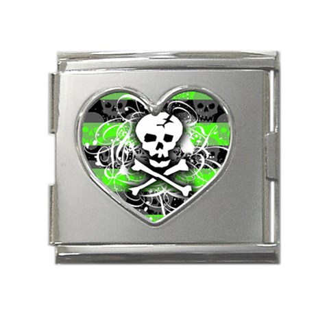 Deathrock Skull Mega Link Heart Italian Charm (18mm) from ArtsNow.com Front