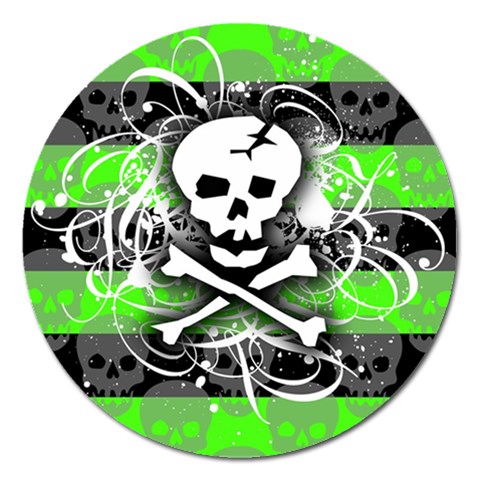Deathrock Skull Magnet 5  (Round) from ArtsNow.com Front