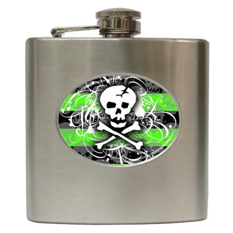 Deathrock Skull Hip Flask (6 oz) from ArtsNow.com Front