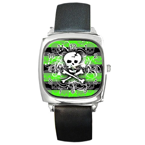 Deathrock Skull Square Metal Watch from ArtsNow.com Front
