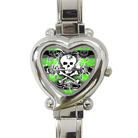 Deathrock Skull Heart Italian Charm Watch from ArtsNow.com Front