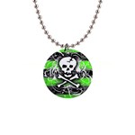 Deathrock Skull 1  Button Necklace