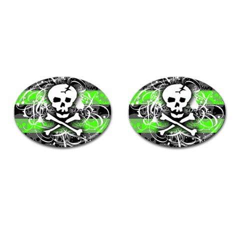 Deathrock Skull Cufflinks (Oval) from ArtsNow.com Front(Pair)