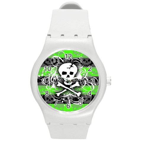 Deathrock Skull Round Plastic Sport Watch Medium from ArtsNow.com Front