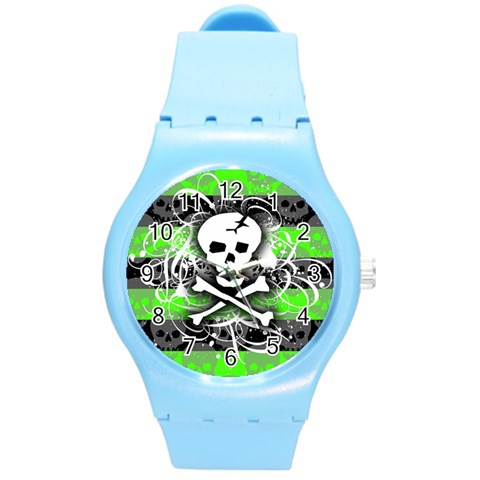 Deathrock Skull Round Plastic Sport Watch Medium from ArtsNow.com Front