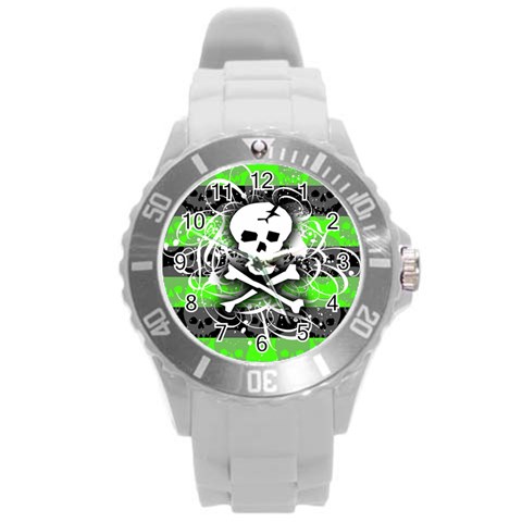Deathrock Skull Round Plastic Sport Watch Large from ArtsNow.com Front