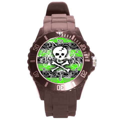 Deathrock Skull Round Plastic Sport Watch Large from ArtsNow.com Front