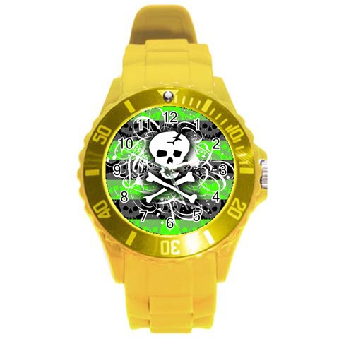 Deathrock Skull Round Plastic Sport Watch Large from ArtsNow.com Front