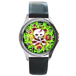 Deathrock Skull & Crossbones Round Metal Watch