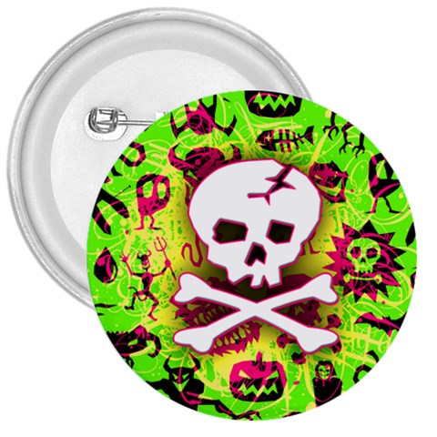 Deathrock Skull & Crossbones 3  Button from ArtsNow.com Front