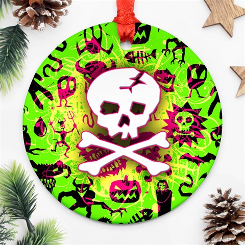 Deathrock Skull & Crossbones Ornament (Round) from ArtsNow.com Front