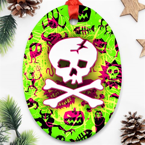 Deathrock Skull & Crossbones Ornament (Oval) from ArtsNow.com Front