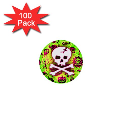 Deathrock Skull & Crossbones 1  Mini Button (100 pack)  from ArtsNow.com Front
