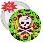 Deathrock Skull & Crossbones 3  Button (100 pack)