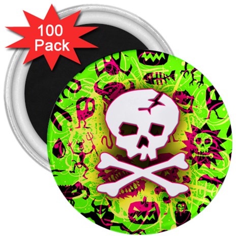 Deathrock Skull & Crossbones 3  Magnet (100 pack) from ArtsNow.com Front