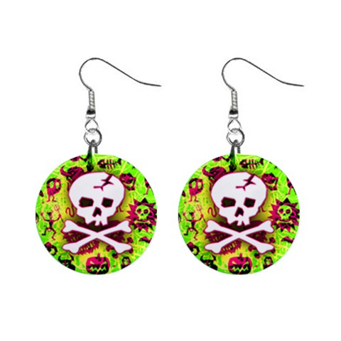 Deathrock Skull & Crossbones 1  Button Earrings from ArtsNow.com Front
