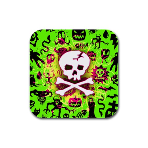 Deathrock Skull & Crossbones Rubber Square Coaster (4 pack) from ArtsNow.com Front