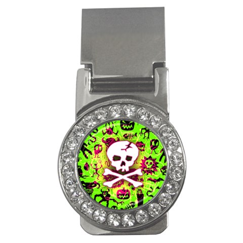 Deathrock Skull & Crossbones Money Clip (CZ) from ArtsNow.com Front