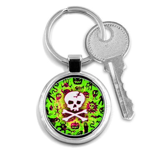 Deathrock Skull & Crossbones Key Chain (Round) from ArtsNow.com Front