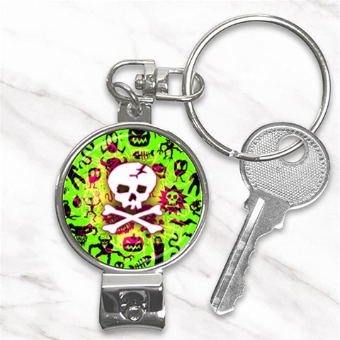 Deathrock Skull & Crossbones Nail Clippers Key Chain from ArtsNow.com Front