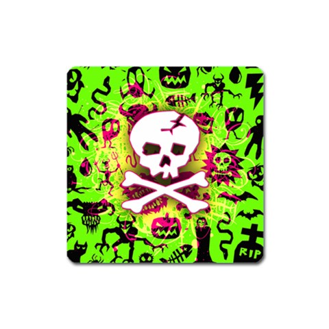 Deathrock Skull & Crossbones Magnet (Square) from ArtsNow.com Front