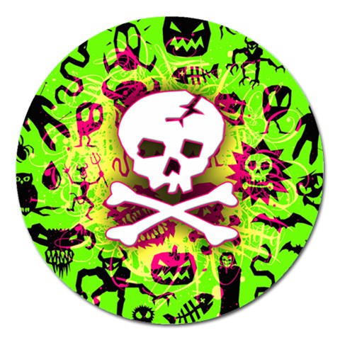 Deathrock Skull & Crossbones Magnet 5  (Round) from ArtsNow.com Front