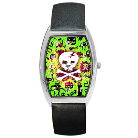 Deathrock Skull & Crossbones Barrel Style Metal Watch from ArtsNow.com Front