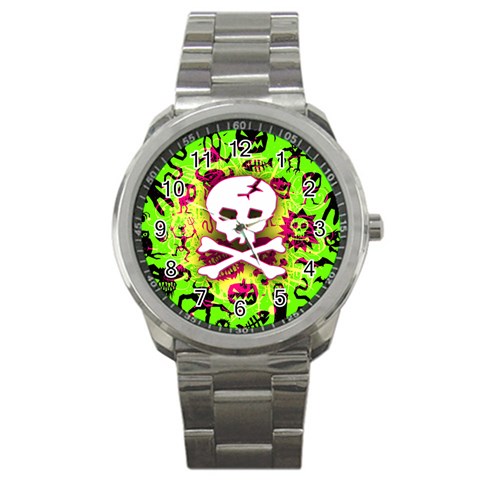 Deathrock Skull & Crossbones Sport Metal Watch from ArtsNow.com Front