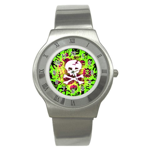 Deathrock Skull & Crossbones Stainless Steel Watch from ArtsNow.com Front