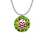 Deathrock Skull & Crossbones 1  Button Necklace