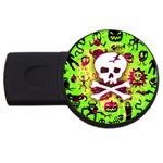 Deathrock Skull & Crossbones USB Flash Drive Round (4 GB)