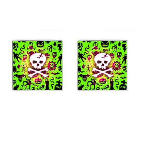 Deathrock Skull & Crossbones Cufflinks (Square) from ArtsNow.com Front(Pair)