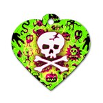 Deathrock Skull & Crossbones Dog Tag Heart (Two Sides)