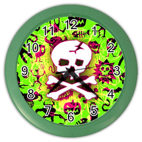 Deathrock Skull & Crossbones Color Wall Clock from ArtsNow.com Front