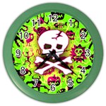 Deathrock Skull & Crossbones Color Wall Clock