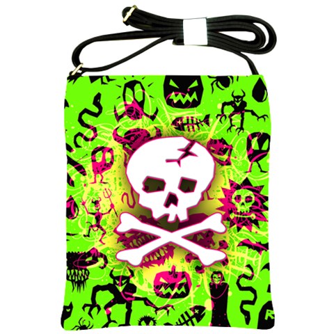 Deathrock Skull & Crossbones Shoulder Sling Bag from ArtsNow.com Front