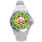 Deathrock Skull & Crossbones Round Plastic Sport Watch Large