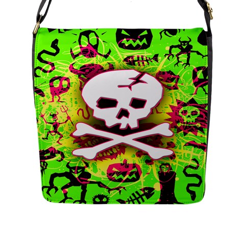 Deathrock Skull & Crossbones Flap Closure Messenger Bag (Large) from ArtsNow.com Front