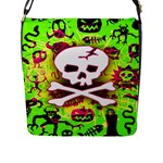 Deathrock Skull & Crossbones Flap Closure Messenger Bag (Large)