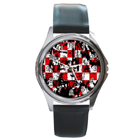 Emo Checker Graffiti Round Metal Watch from ArtsNow.com Front