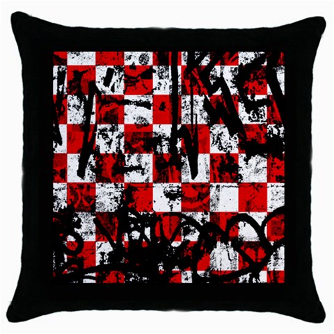 Emo Checker Graffiti Throw Pillow Case (Black) from ArtsNow.com Front