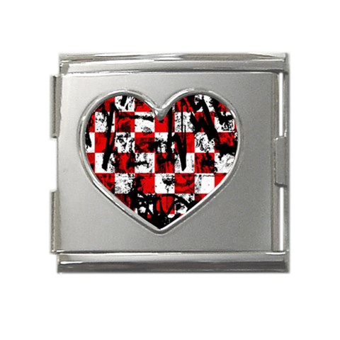 Emo Checker Graffiti Mega Link Heart Italian Charm (18mm) from ArtsNow.com Front