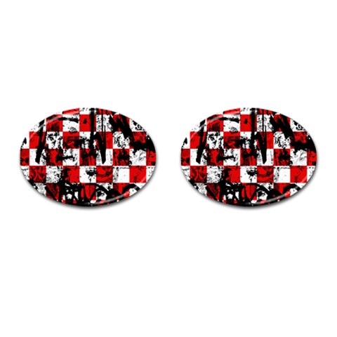 Emo Checker Graffiti Cufflinks (Oval) from ArtsNow.com Front(Pair)